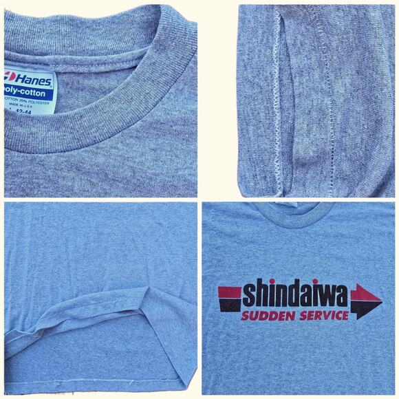 VTG Tshirt Gray Hanes Size L Shindaiwa Graphic Print Single Stitch Short Sleeve - Picture 6 of 8